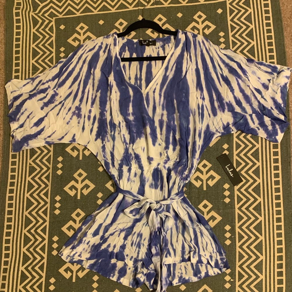 Lulu’s Seaside Gale Blue Tye-Dye Romper - Picture 2 of 2